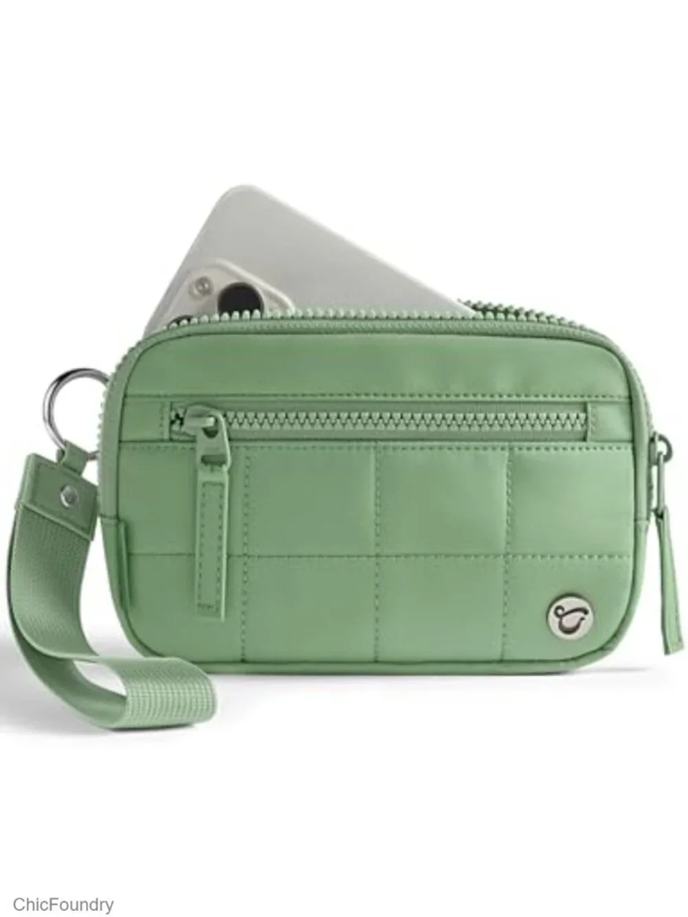 RFID Blocking Quilted Wristlet Wallet with Zipper, Card Holder for Travel &